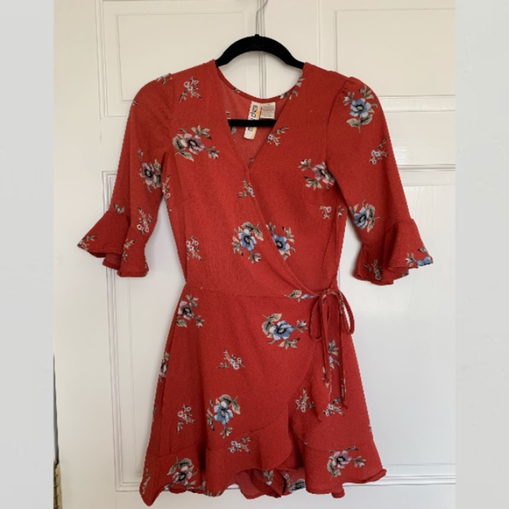 Orange Floral Tie Romper